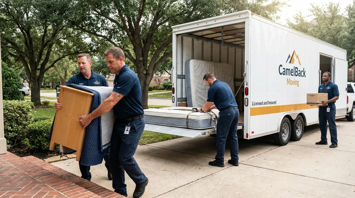 Crew loading residential truck for cross-state move from Lansdowne, PA