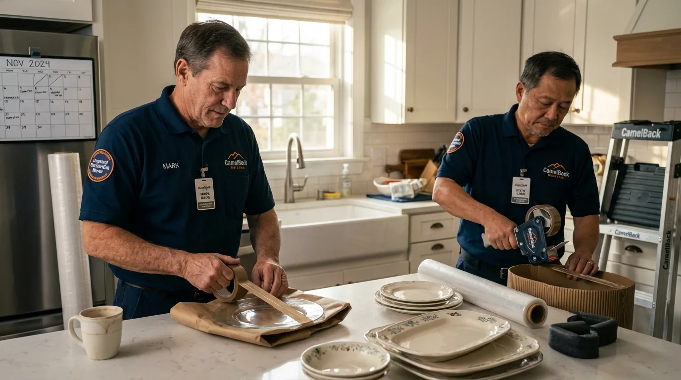Professional crew packing kitchen dishware in Lansdowne, PA